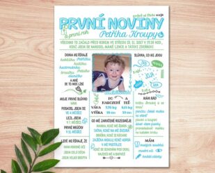 narozeninové noviny pro chlapečka s květinou