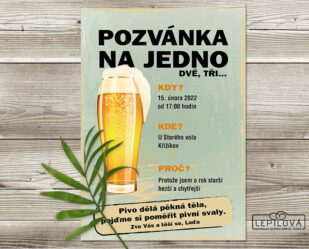 retro pozvánka na pivo a narozeniny